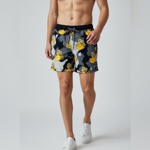 Neff Mens Size M Duck Sunglasses Black Gray Camo Swim Trunks Stretch Boardshorts